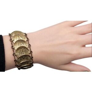 Vintage Mexican Coin Link Bracelet Estados Unidos Mexicanos 1 Centavo 1930s 40s